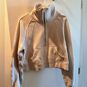 Lululemon cropped tan scuba sweatshirt size small/ medium